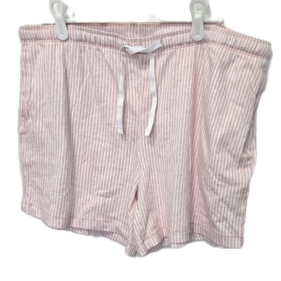 Felina Womens Pajama Shorts Sleep Lounge Drawstring Size Large Pink White - Picture 1 of 5